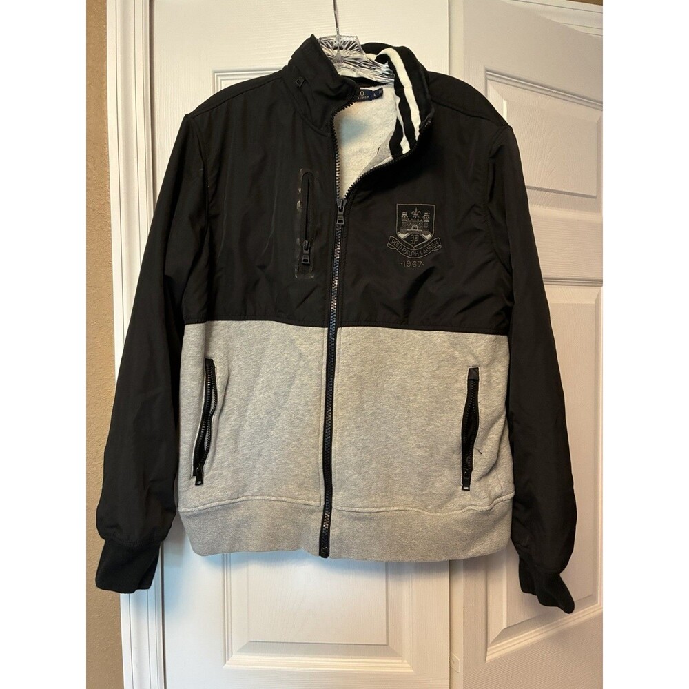 POLO RALPH LAUREN Classic Black Fleece Lined Jacket-Insulated-Hidden Hood-Size L